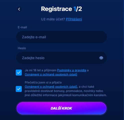 Zaregistrujte se na Boomerang Casino zadáním e-mailu a hesla během několika minut